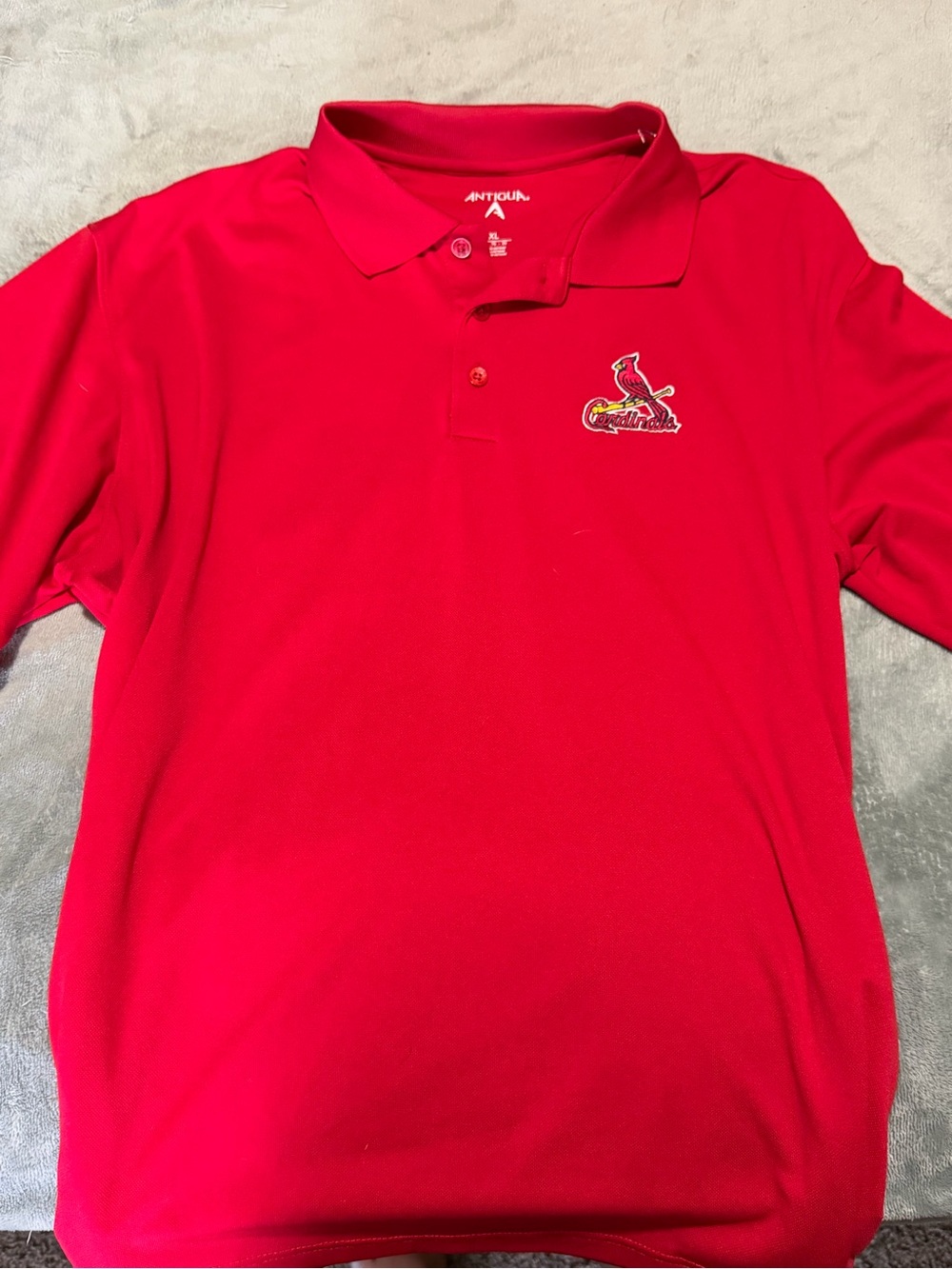 Antigua Men’s Bright Red Polo with Embroidered Cardinals Patch